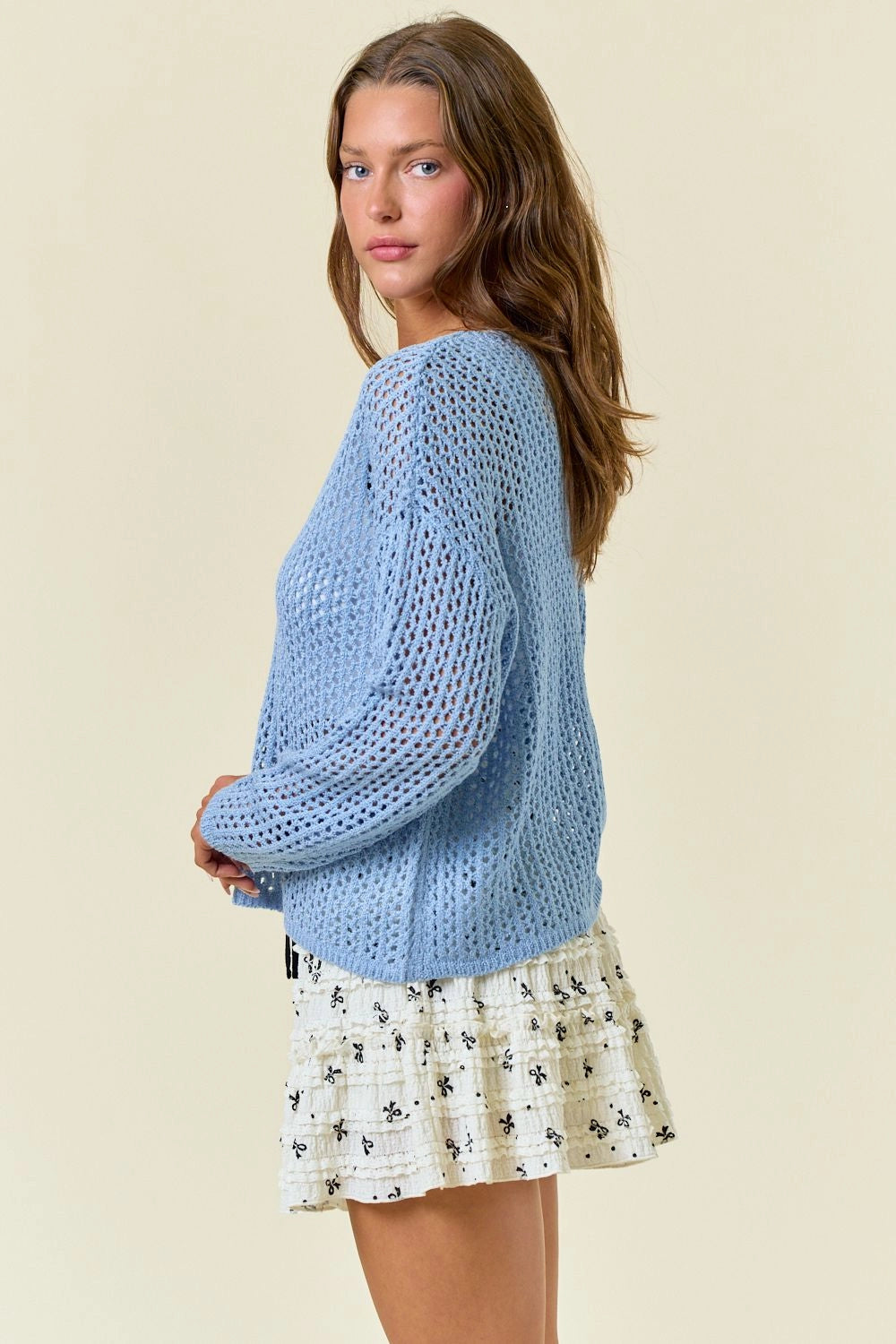 Long Sleeve Open Knit Top