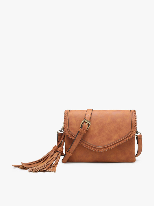 Flapover Whipstitch Crossbody